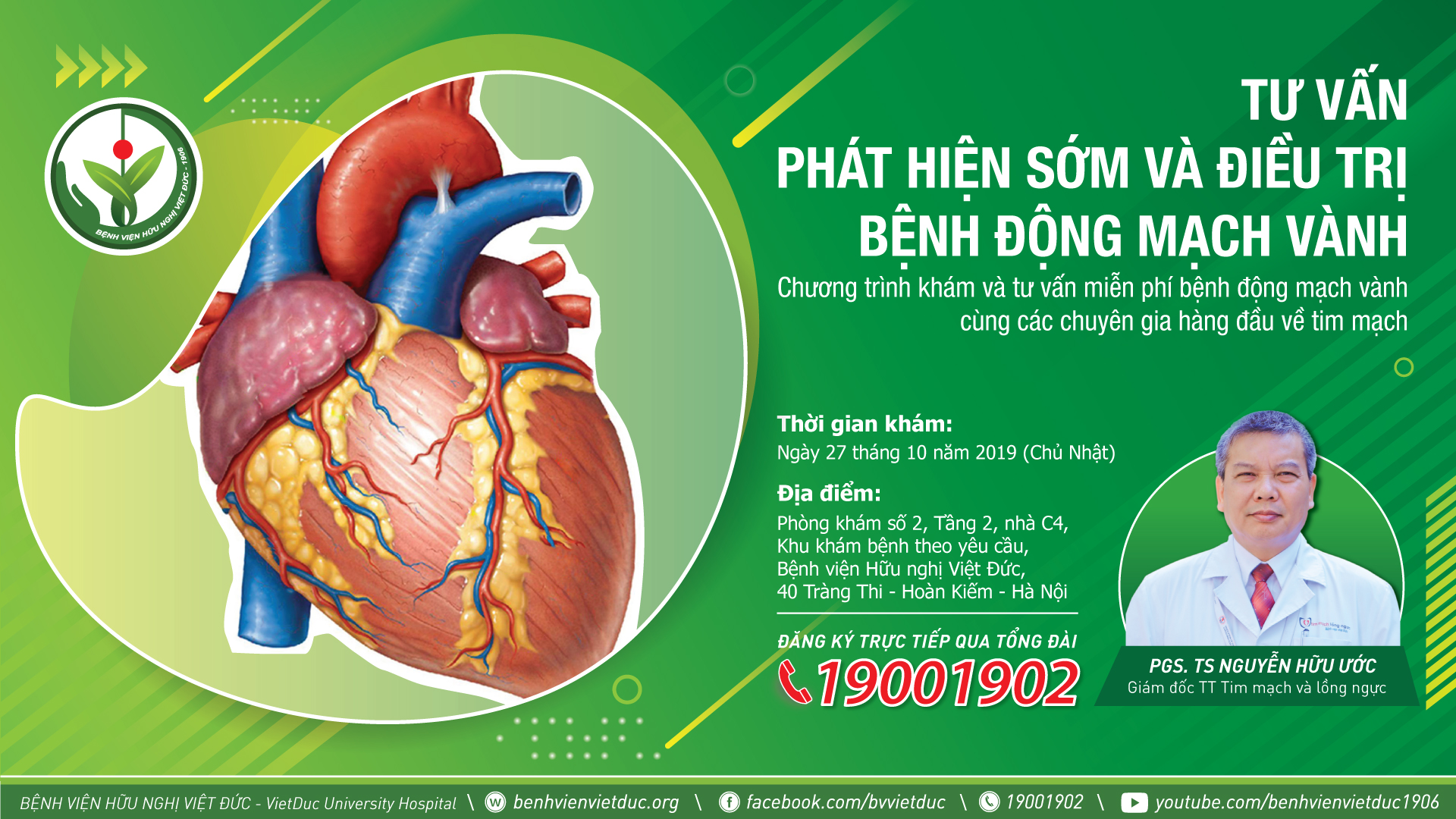 Bệnh viện Việt Đức khám và tư vấn miễn phí bệnh động mạch vành