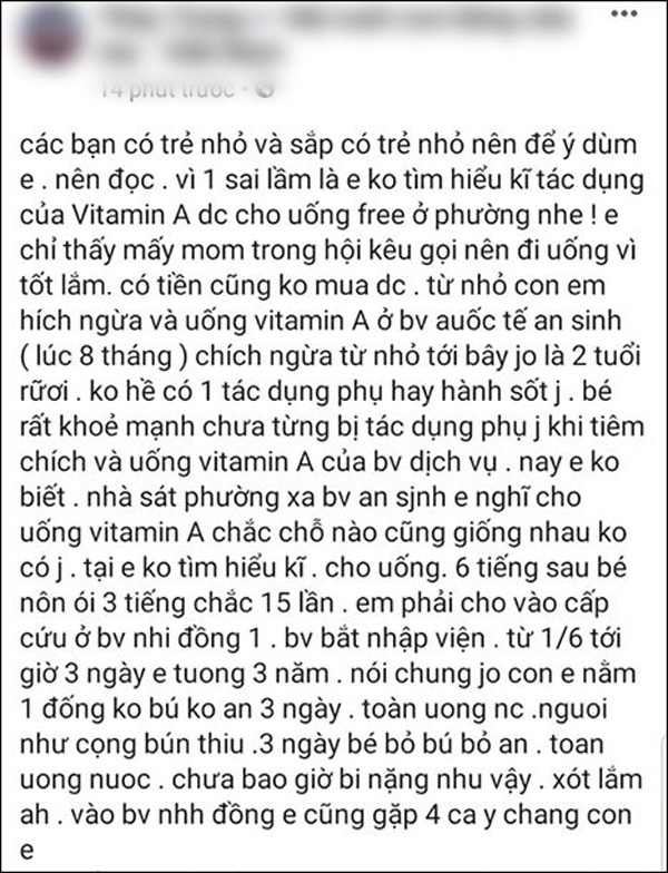 Các mẹ lo lắng cho trẻ uống vitamin A về bị nôn ói, bác sĩ nói gì?