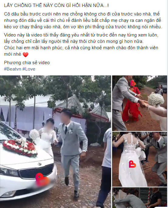 Chú rể bế cô dâu vào thẳng cửa chính mặc mẹ ngăn cản