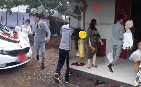 Chú rể bế cô dâu vào thẳng cửa chính mặc mẹ ngăn cản