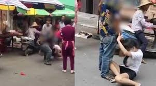 Clip chồng đánh vợ dã man giữa chợ