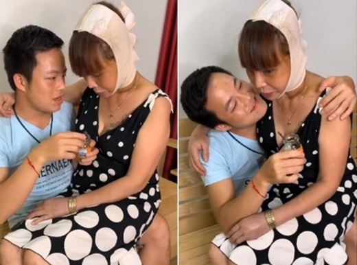 Cô dâu Thu Sao được chồng trẻ bế, đút cho ăn sau phẫu thuật Cô dâu Thu Sao được chồng trẻ bế, đút cho ăn sau phẫu thuật