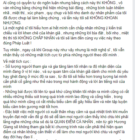 Group antifan của Hương Giang vượt 100 nghìn thành viên