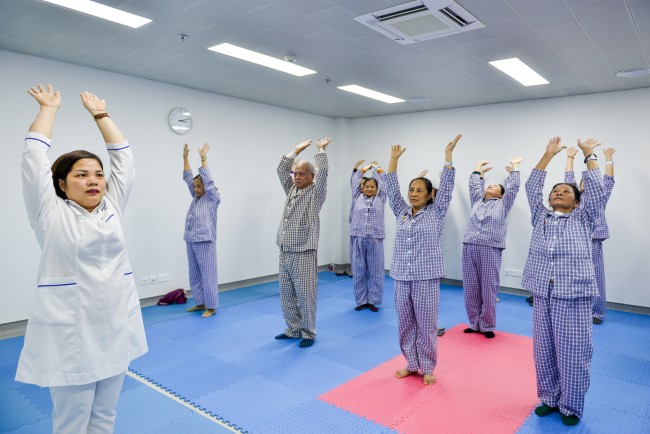 Phòng Yoga tại tầng 20 của Bệnh viện Trung ương Quân đội 108.
