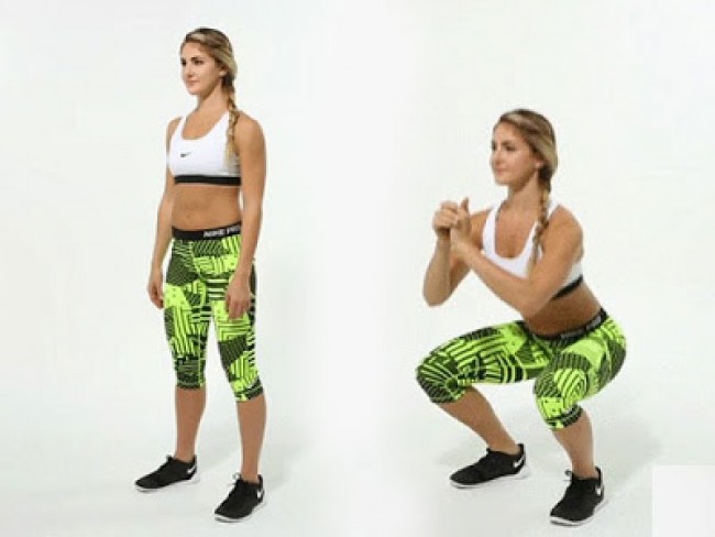 Tư thế ngồi xổm (Squats rộng chân)