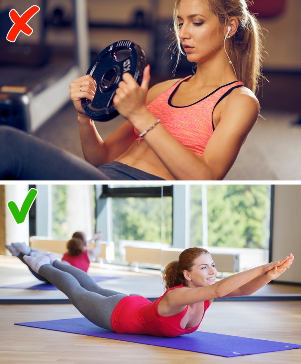 Sử dụng tạ và gập bụng không phải động tác lý tưởng để giảm mỡ eo. Sử dụng tạ và gập bụng không phải động tác lý tưởng để giảm mỡ eo.