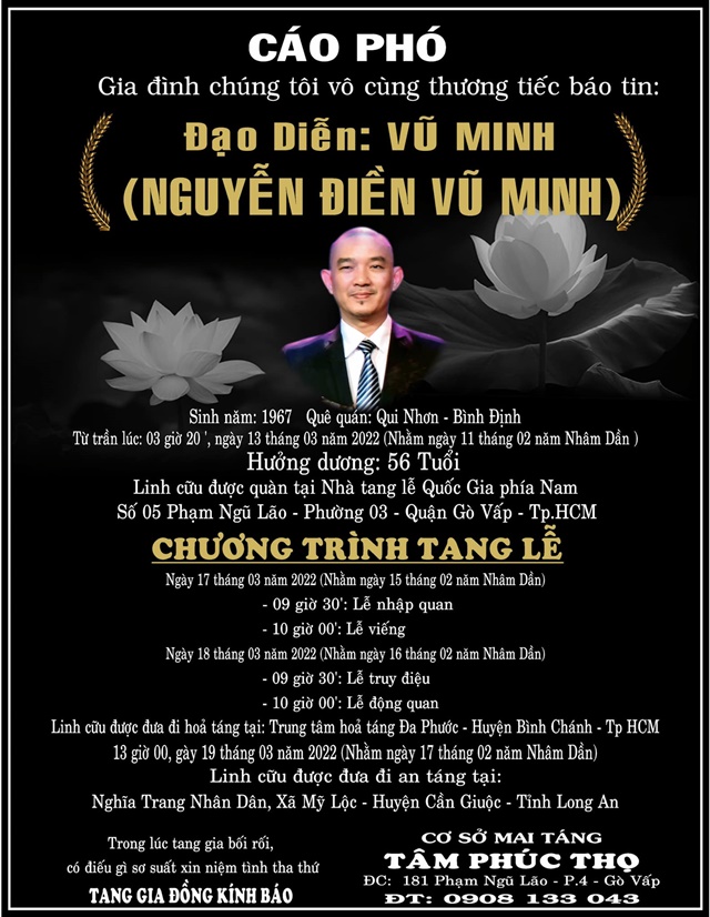 Cáo phó đạo diễn Vũ Minh