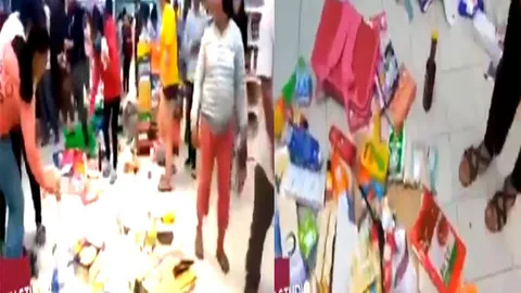 Choáng với cảnh người dân chen nhau vào siêu thị tranh hàng giảm giá
