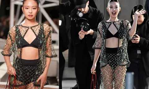 Jennie (BLACKPINK) 'đốt cháy' Paris Fashion Week với váy lưới táo bạo