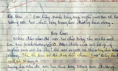 Nam sinh lớp 12 làm bài văn bị chấm 0 điểm, giáo viên còn để lại lời phê khá nặng nề
