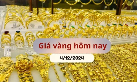 Giá vàng hôm nay (4/12/2024): Vàng miếng SJC và nhẫn trơn chững lại