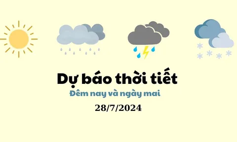 Dự báo thời tiết ngày mai 28/7/2024: Hà Nội ngày nắng, đêm và chiều tối có mưa rào