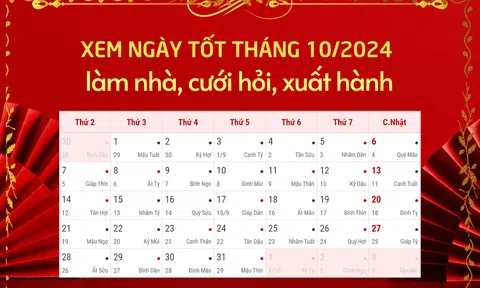 Danh sách ngày tốt tháng 10 năm 2024 để làm nhà, cưới hỏi, xuất hành