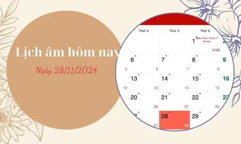 Lịch âm ngày 28/11/2024: Ngày xấu cho kết hôn, khai trương, mở cửa hàng và mai táng