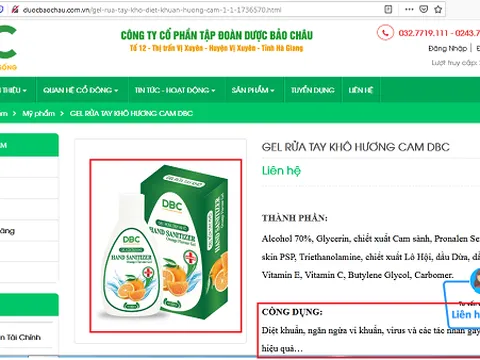 Gel rửa tay khô Hương cam DBC đang được quảng cáo sai công dụng trong mùa dịch Covid?