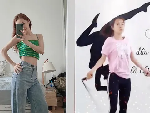Nhã Phương chăm nhảy dây, tập yoga tại nhà để giảm 15kg, vòng eo bé tí tẹo sau khi sinh con đầu lòng