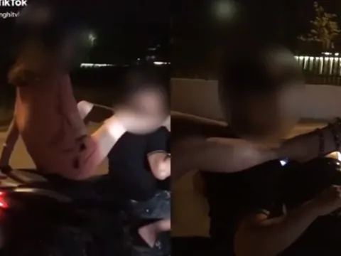 CĐM ngán ngẩm trước clip vợ để cả 2 chân lên cổ chồng khi chạy xe máy trên đường