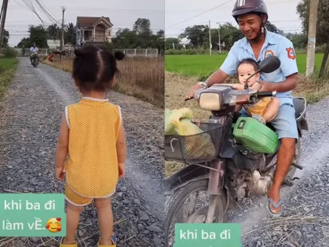 Hình ảnh cô con gái bé nhỏ đứng đợi ba đi làm về khiến nhiều người nghẹn lòng nhớ về quá khứ
