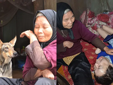 Xót xa cảnh mẹ già 81 tuổi bị liệt nửa người ngày đêm chăm con trai bị bại não