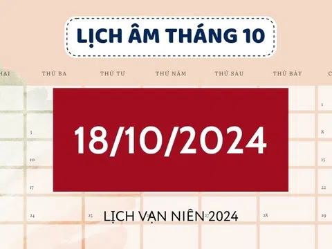 Lịch âm hôm nay 18/10 đầy đủ, chính xác - Xem lịch vạn niên 18/10/2024