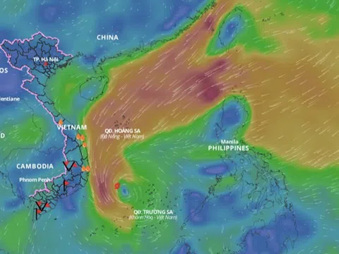 Dự báo khu vực thời tiết xấu do bão số 10 Pabuk