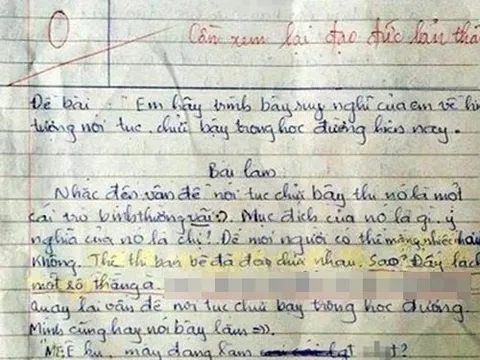 Nam sinh lớp 12 làm bài văn bị chấm 0 điểm, giáo viên còn để lại lời phê khá nặng nề