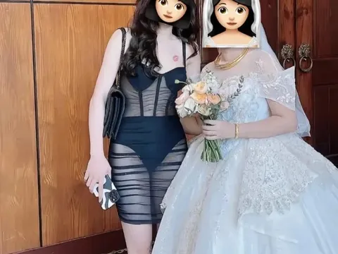 Cô gái mặc đồ xuyên thấu đến dự đám cưới, dân mạng ngượng ngùng thay cho cô dâu