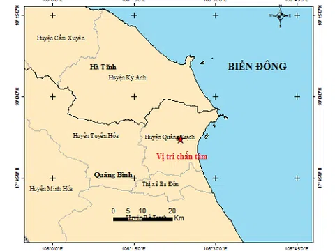 Động đất 4.0 độ ở Quảng Bình gây rung lắc mạnh