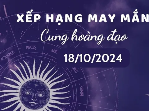 Xếp hạng may mắn 12 cung hoàng đạo 18/10/2024: Cung hoàng đạo nào may mắn nhất?