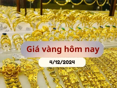 Giá vàng hôm nay (4/12/2024): Vàng miếng SJC và nhẫn trơn chững lại