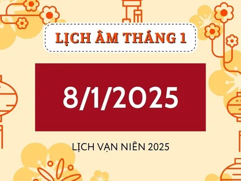 Lịch âm hôm nay 8/1 đầy đủ, chính xác - Xem lịch vạn niên 8/1/2025