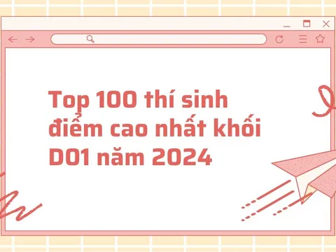 Top 100 thí sinh điểm cao nhất khối D01 năm 2024