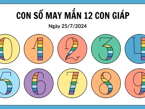 Con số may mắn hôm nay 25/7/2024 theo 12 con giáp