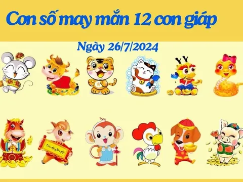 Con số may mắn hôm nay 26/7/2024 theo 12 con giáp