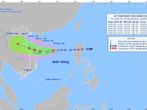 Tin tức thời tiết hôm nay 18.9.2024: Áp thấp nhiệt đới thành bão đổ bộ vào đâu?