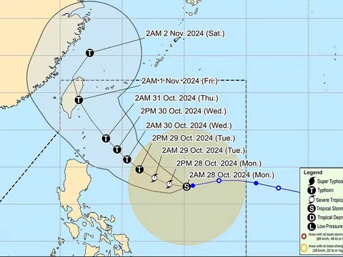 Bão Kong-rey có thể mạnh lên thành siêu bão sau bão Trà Mi