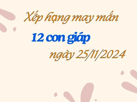 Xếp hạng may mắn 12 con giáp ngày 25/11/2024: Điểm sáng nào dành cho bạn?