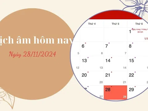 Lịch âm ngày 28/11/2024: Ngày xấu cho kết hôn, khai trương, mở cửa hàng và mai táng