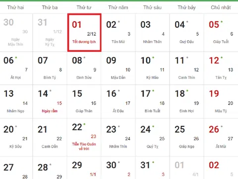 Tết Dương lịch 2025 được nghỉ mấy ngày?