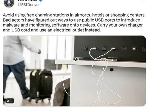 Vì sao không sử dụng trạm sạc điện thoại công cộng ở sân bay và khách sạn: Lời cảnh báo tuyệt đối từ FBI