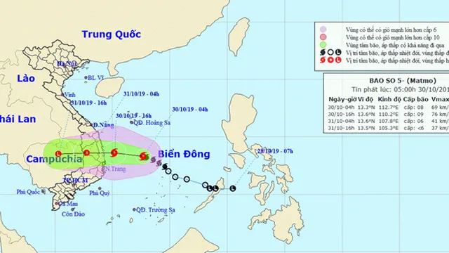 Dự báo thời tiết thứ 5 ngày 31-10: Áp thấp nhiệt đới mạnh lên thành bão số 5 